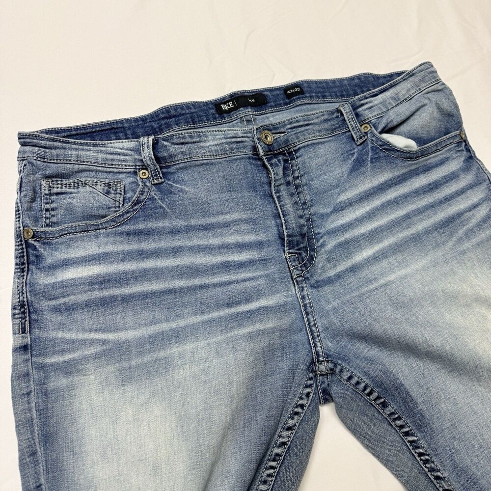Bke Tyler Relaxed Fit Stretch Straight Jeans 42x30 Whiskering Western Rock